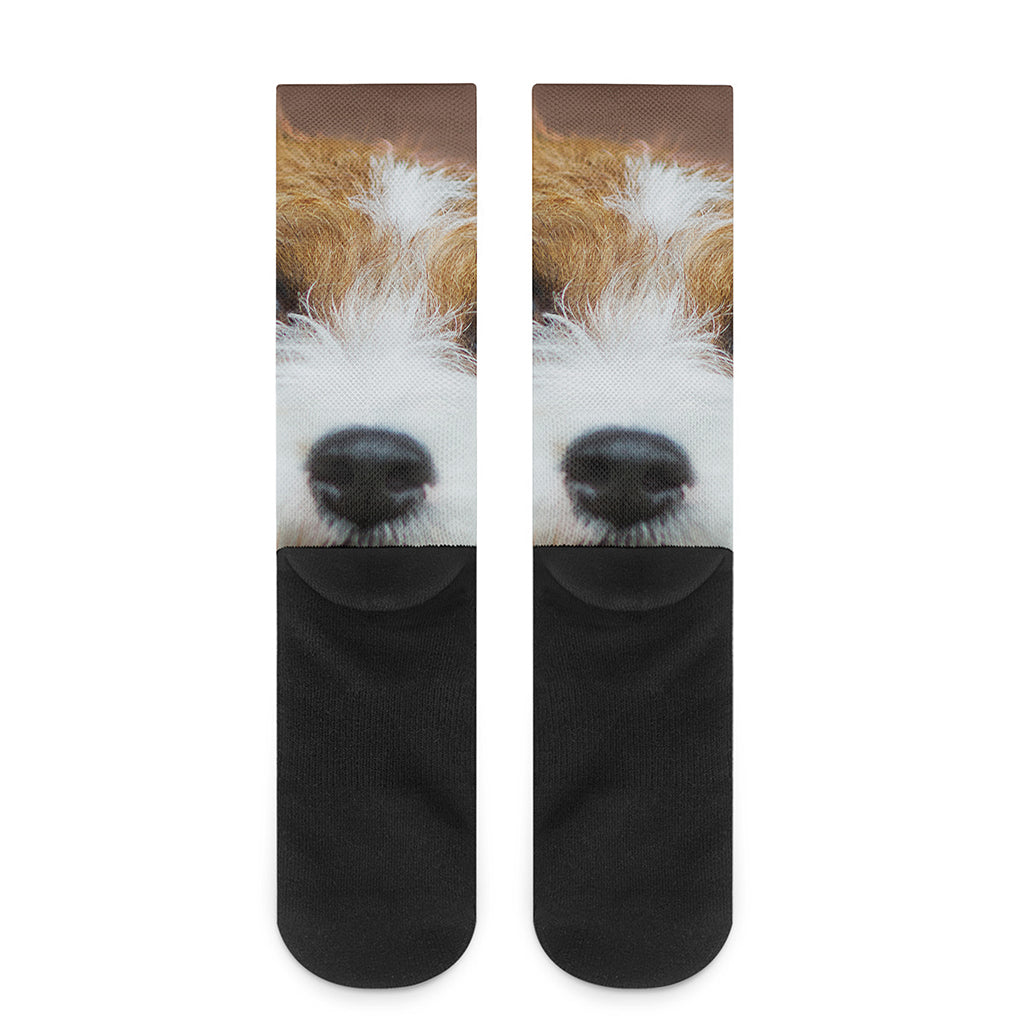 Jack Russell Terrier Portrait Print Crew Socks