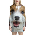 Jack Russell Terrier Portrait Print Pullover Hoodie Dress