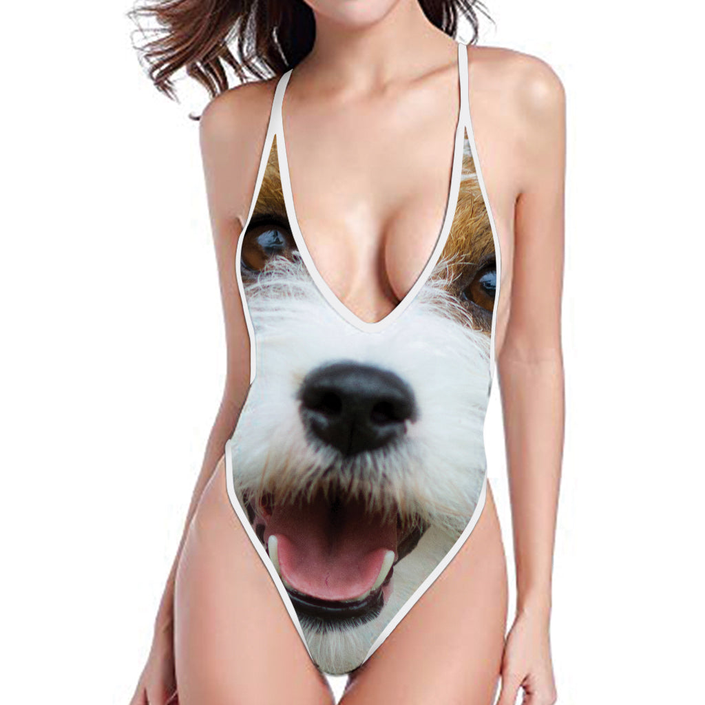 Jack Russell Terrier Portrait Print One Piece High Cut Swimsuit