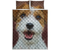 Jack Russell Terrier Portrait Print Quilt Bed Set