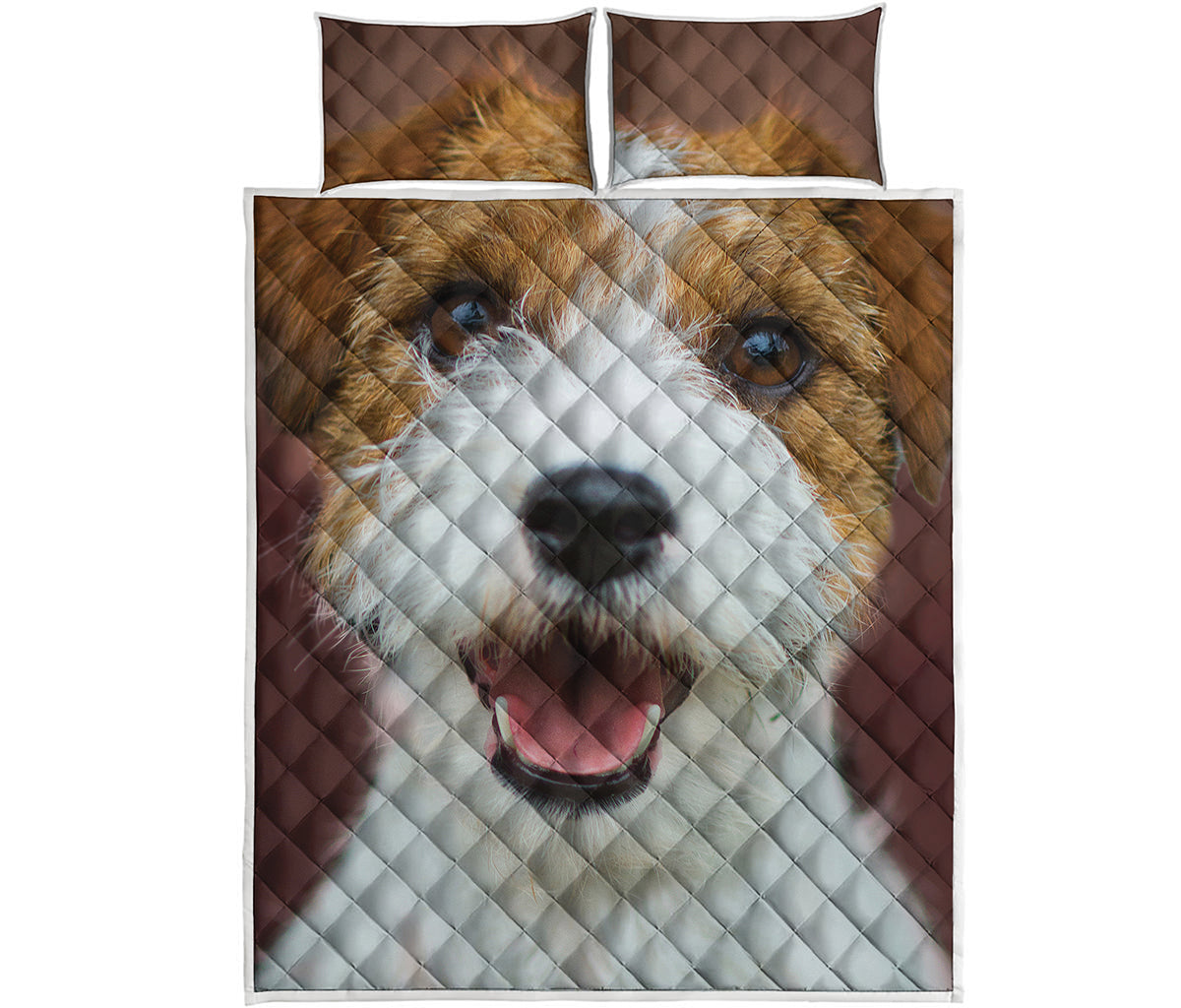 Jack Russell Terrier Portrait Print Quilt Bed Set