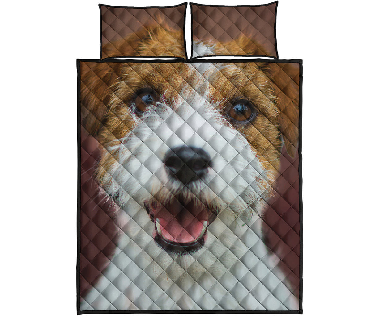 Jack Russell Terrier Portrait Print Quilt Bed Set
