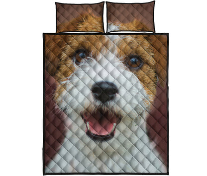 Jack Russell Terrier Portrait Print Quilt Bed Set