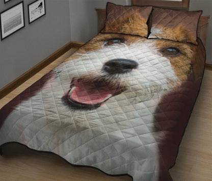 Jack Russell Terrier Portrait Print Quilt Bed Set