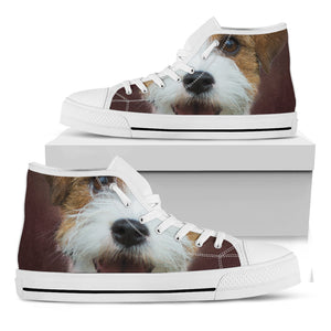 Jack Russell Terrier Portrait Print White High Top Shoes