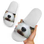 Jack Russell Terrier Portrait Print White Slide Sandals