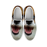 Jack Russell Terrier Portrait Print White Slip On Shoes