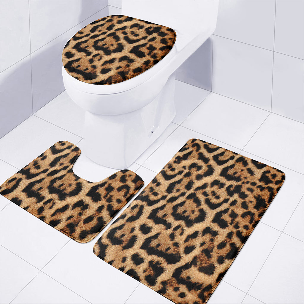 Jaguar Fur Pattern Print 3 Piece Bath Mat Set