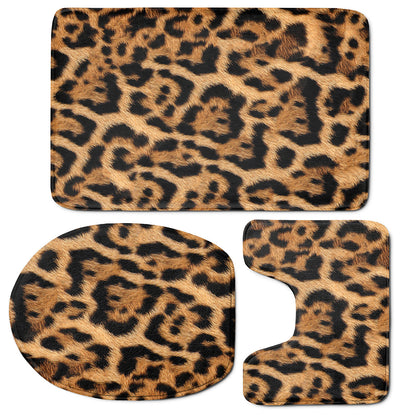 Jaguar Fur Pattern Print 3 Piece Bath Mat Set