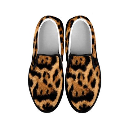 Jaguar Fur Pattern Print Black Slip On Shoes