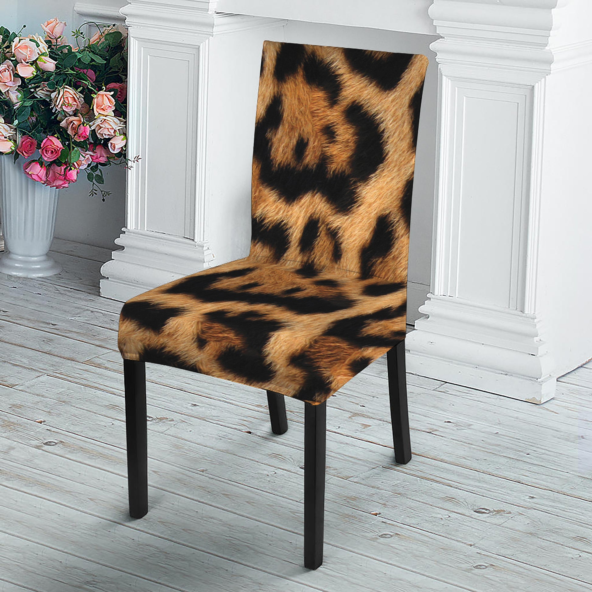 Jaguar Fur Pattern Print Dining Chair Slipcover