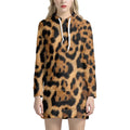 Jaguar Fur Pattern Print Pullover Hoodie Dress