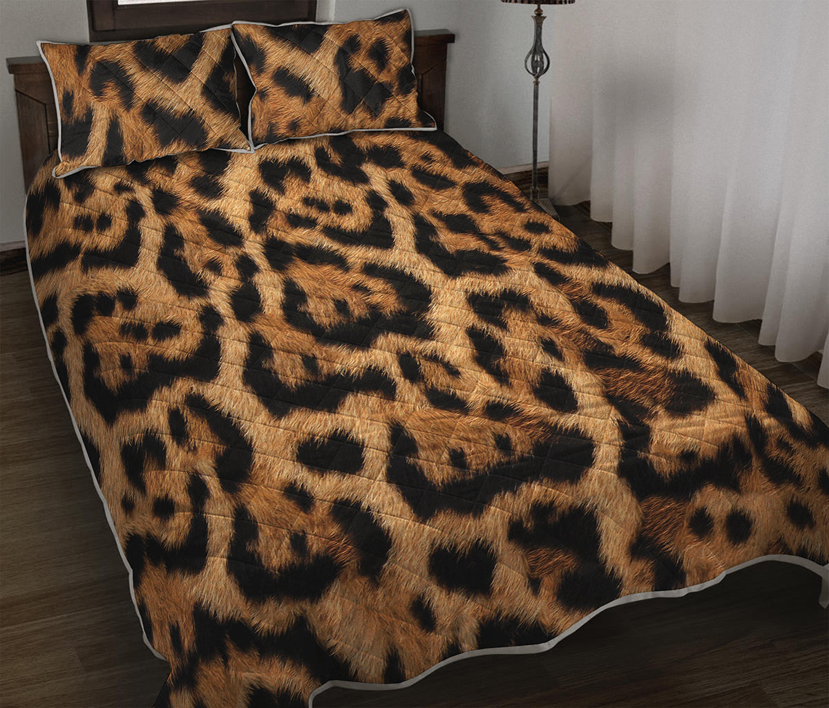 Jaguar Fur Pattern Print Quilt Bed Set