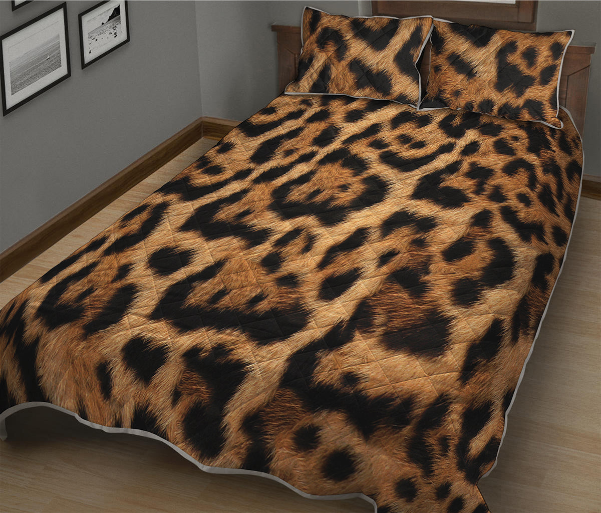 Jaguar Fur Pattern Print Quilt Bed Set