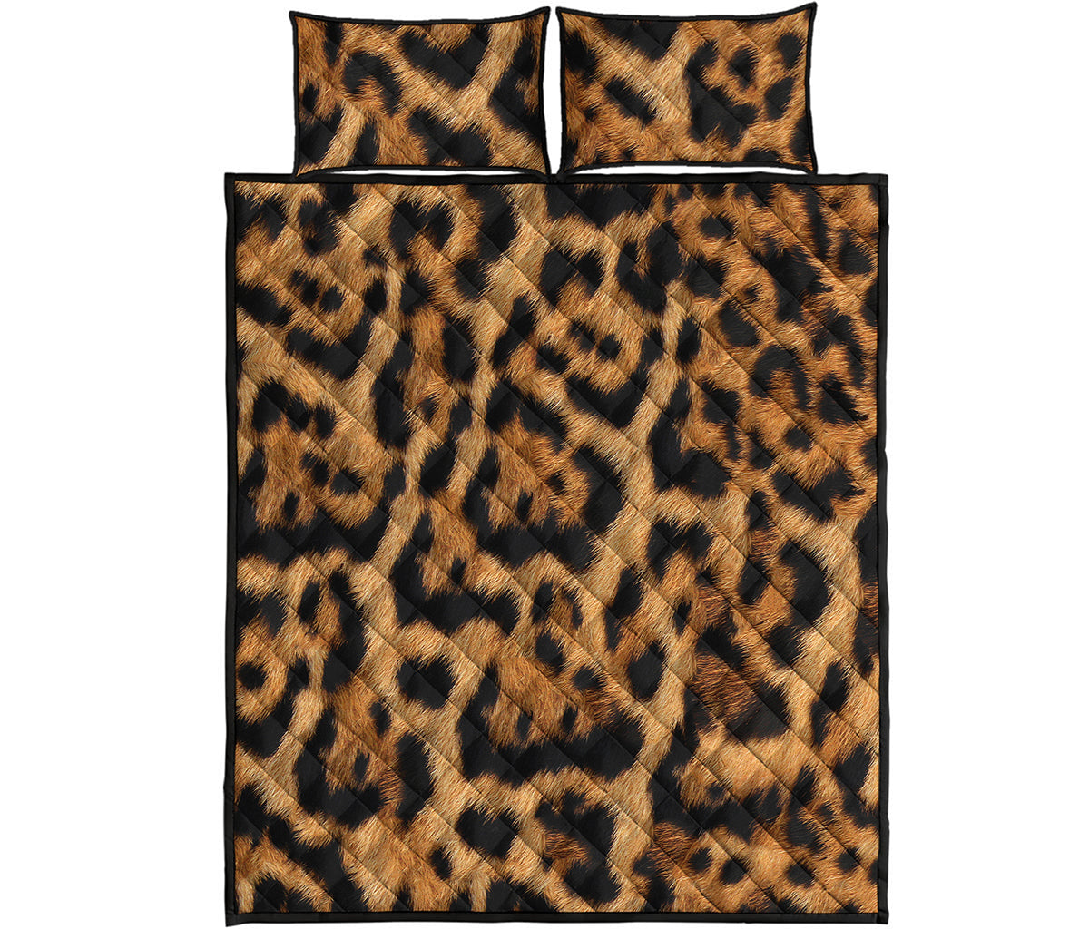 Jaguar Fur Pattern Print Quilt Bed Set