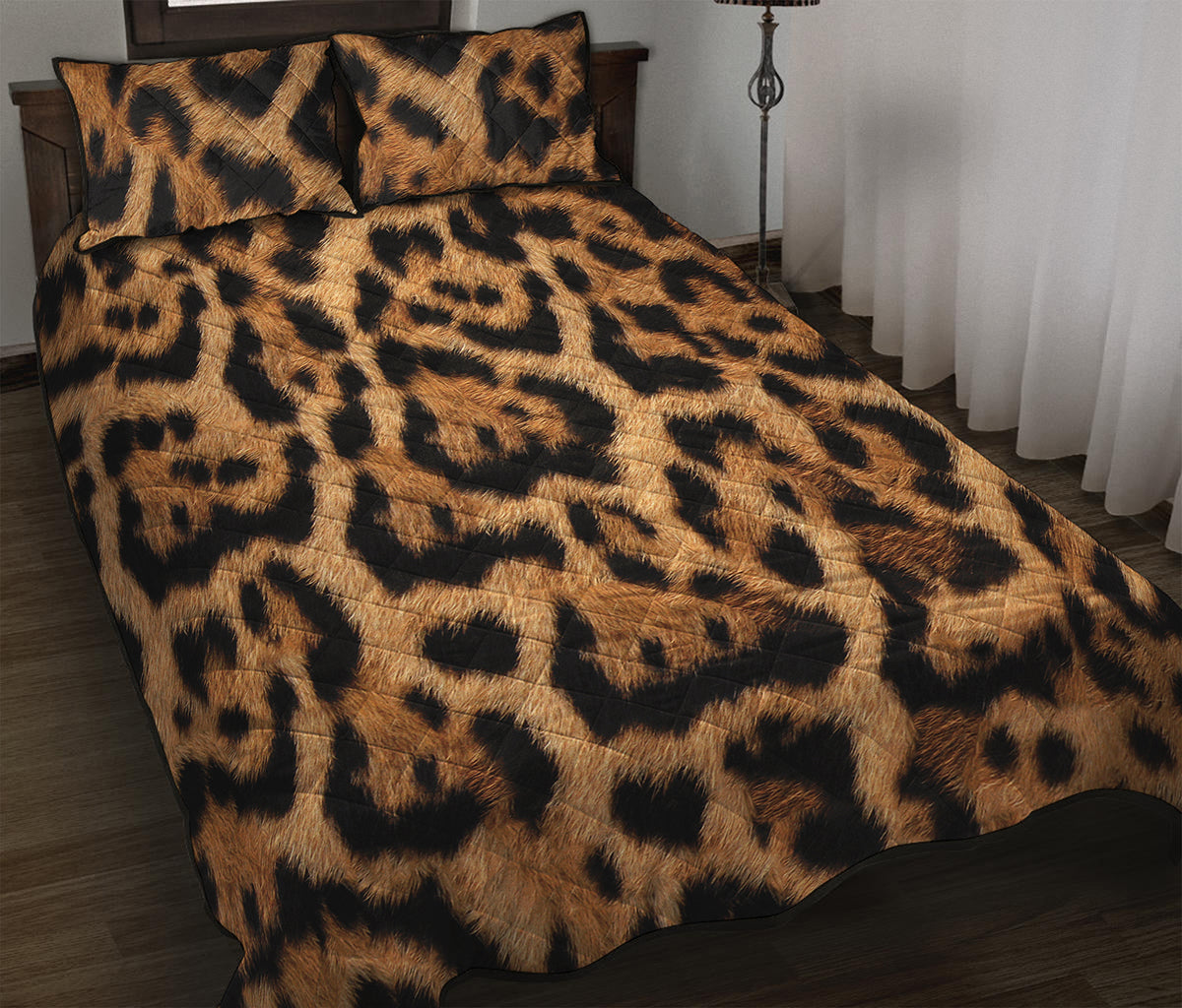 Jaguar Fur Pattern Print Quilt Bed Set
