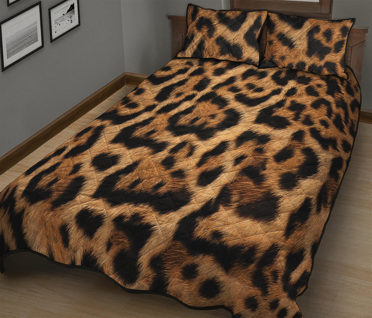 Jaguar Fur Pattern Print Quilt Bed Set
