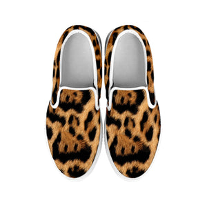 Jaguar Fur Pattern Print White Slip On Shoes