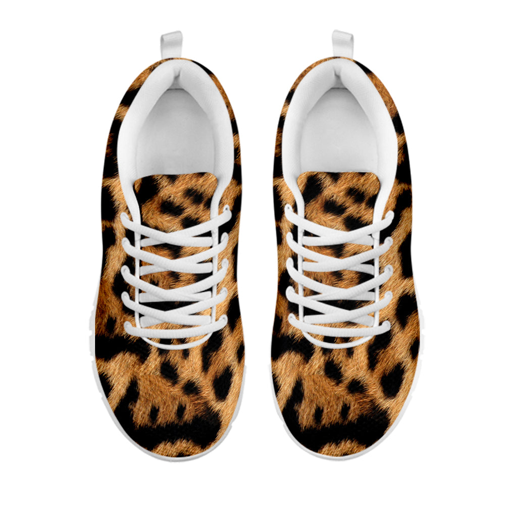 Jaguar Fur Pattern Print White Sneakers