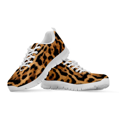 Jaguar Fur Pattern Print White Sneakers