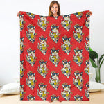 Japanese Cat Maneki Neko Pattern Print Blanket