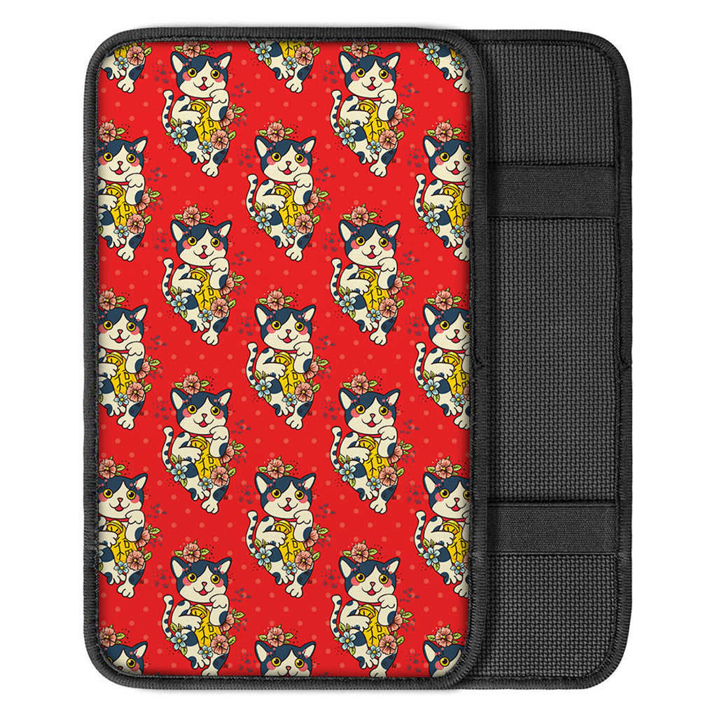 Japanese Cat Maneki Neko Pattern Print Car Center Console Cover