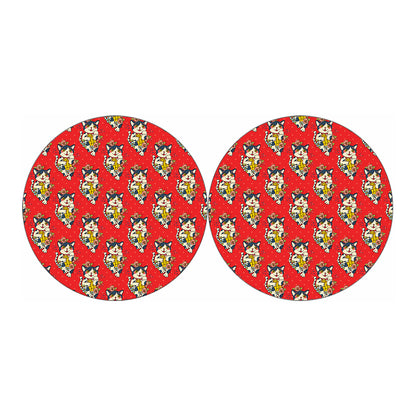 Japanese Cat Maneki Neko Pattern Print Car Coasters