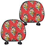 Japanese Cat Maneki Neko Pattern Print Car Headrest Covers