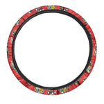 Japanese Cat Maneki Neko Pattern Print Car Steering Wheel Cover