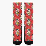 Japanese Cat Maneki Neko Pattern Print Crew Socks