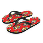Japanese Cat Maneki Neko Pattern Print Flip Flops
