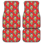 Japanese Cat Maneki Neko Pattern Print Front and Back Car Floor Mats