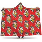 Japanese Cat Maneki Neko Pattern Print Hooded Blanket
