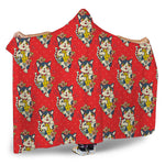 Japanese Cat Maneki Neko Pattern Print Hooded Blanket