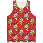 Japanese Cat Maneki Neko Pattern Print Men's Tank Top
