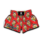 Japanese Cat Maneki Neko Pattern Print Muay Thai Boxing Shorts