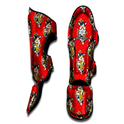 Japanese Cat Maneki Neko Pattern Print Muay Thai Shin Guard