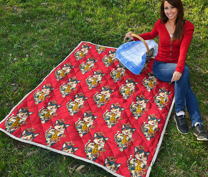 Japanese Cat Maneki Neko Pattern Print Quilt