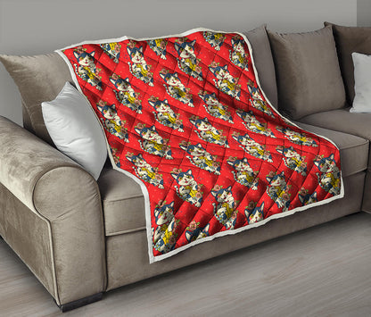 Japanese Cat Maneki Neko Pattern Print Quilt