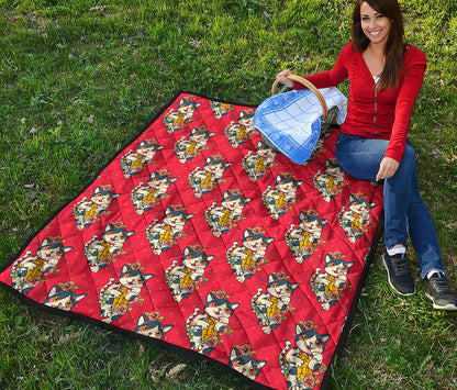 Japanese Cat Maneki Neko Pattern Print Quilt