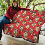 Japanese Cat Maneki Neko Pattern Print Quilt