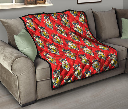 Japanese Cat Maneki Neko Pattern Print Quilt