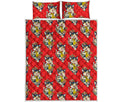 Japanese Cat Maneki Neko Pattern Print Quilt Bed Set