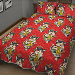 Japanese Cat Maneki Neko Pattern Print Quilt Bed Set