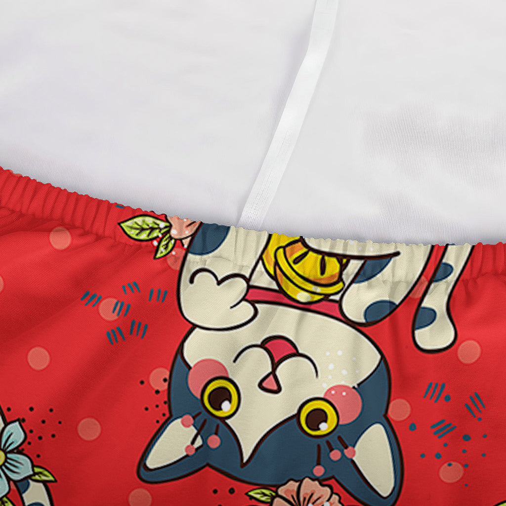 Japanese Cat Maneki Neko Pattern Print Sofa Cover