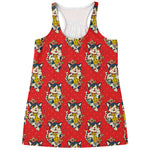 Japanese Cat Maneki Neko Pattern Print Women's Racerback Tank Top