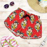 Japanese Cat Maneki Neko Pattern Print Women's Shorts