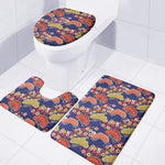 Japanese Cherry Blossom Pattern Print 3 Piece Bath Mat Set