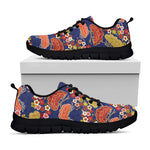 Japanese Cherry Blossom Pattern Print Black Sneakers