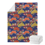 Japanese Cherry Blossom Pattern Print Blanket